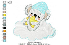 Load image into Gallery viewer, Koala embroidery design - Sleeping bear embroidery designs machine embroidery pattern - Boy embroidery file - blanket pillow towel download
