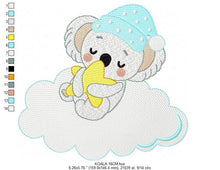 Charger l&#39;image dans la galerie, Koala embroidery design - Sleeping bear embroidery designs machine embroidery pattern - Boy embroidery file - blanket pillow towel download
