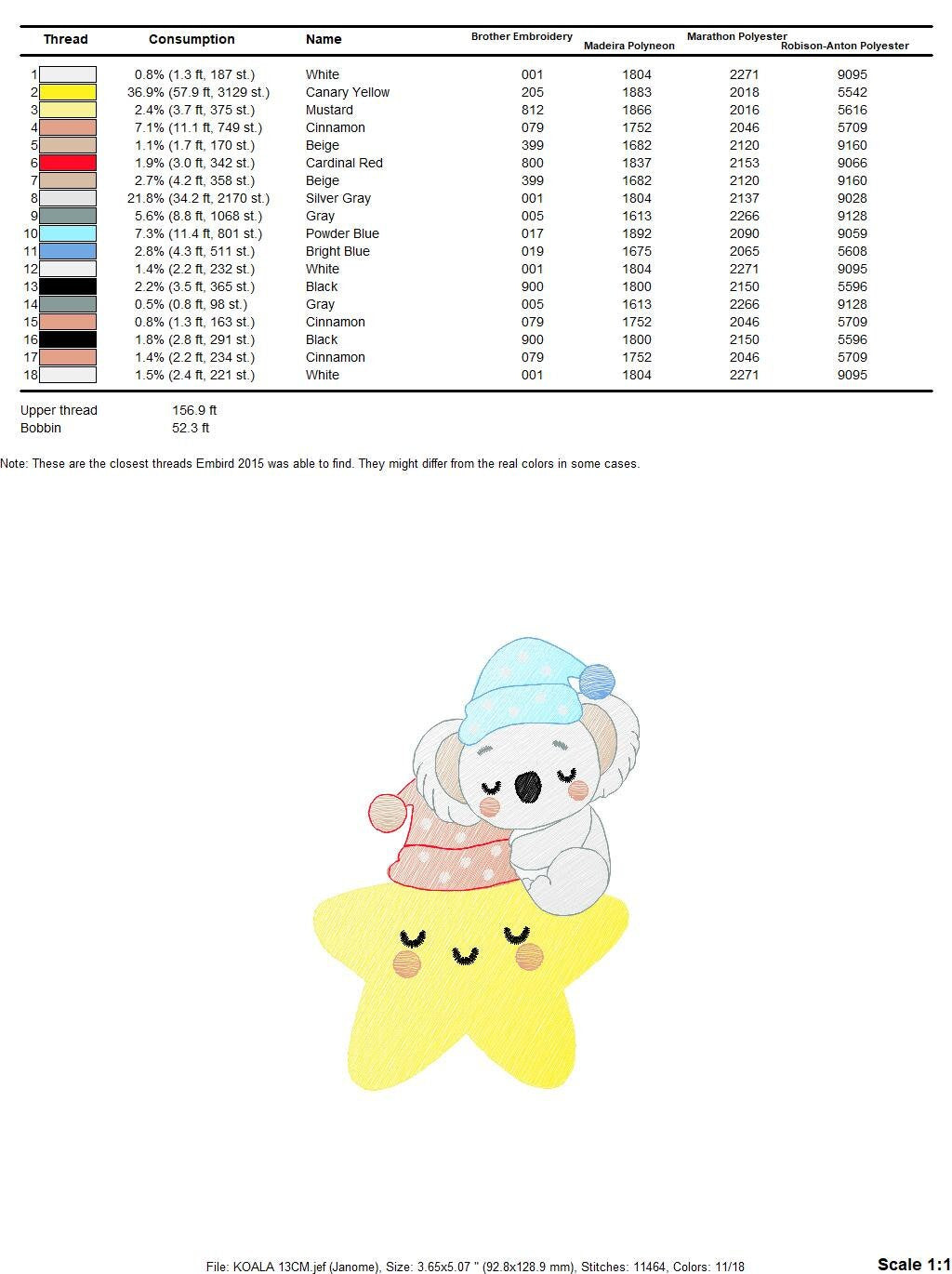 Koala embroidery design - Star embroidery designs machine embroidery pattern - Sleeping bear embroidery file - blanket pillow towel download Marcia Embroidery