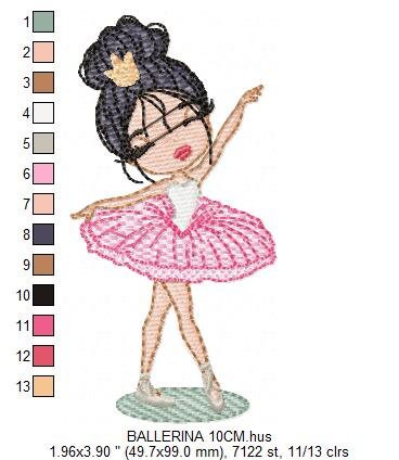 Ballerina embroidery designs - Ballet embroidery design machine embroidery pattern - instant download - Baby girl embroidery file dancer pes