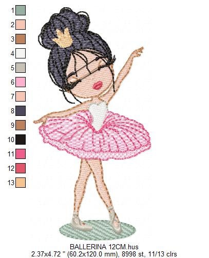 Ballerina embroidery designs - Ballet embroidery design machine embroidery pattern - instant download - Baby girl embroidery file dancer pes