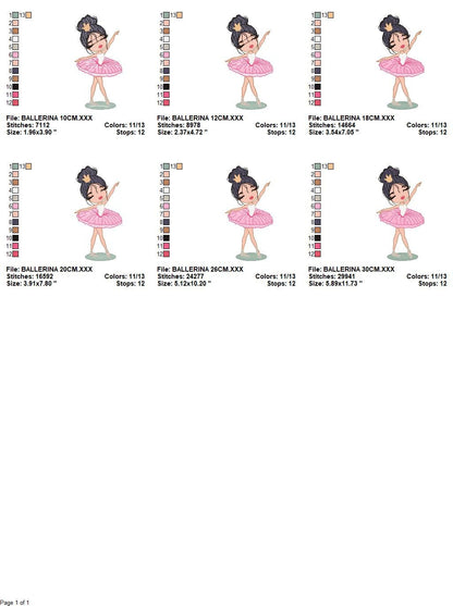 Ballerina embroidery designs - Ballet embroidery design machine embroidery pattern - instant download - Baby girl embroidery file dancer pes