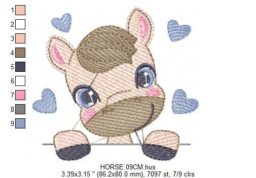 Horse embroidery design - Farm animals embroidery designs machine embroidery pattern - Peek a boo embroidery file - instant download pes jef Marcia Embroidery