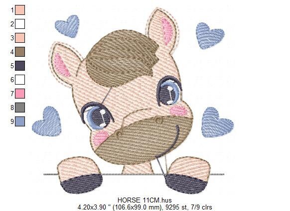 Horse embroidery design - Farm animals embroidery designs machine embroidery pattern - Peek a boo embroidery file - instant download pes jef Marcia Embroidery