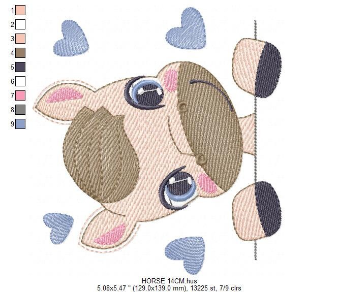 Horse embroidery design - Farm animals embroidery designs machine embroidery pattern - Peek a boo embroidery file - instant download pes jef Marcia Embroidery