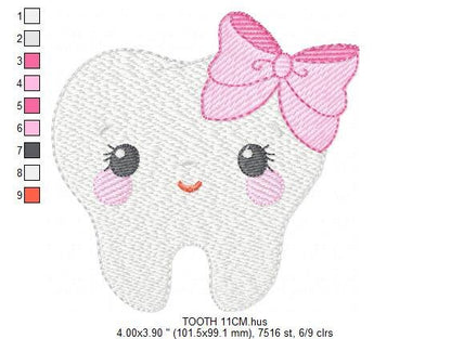Tooth embroidery designs - Dentist embroidery design machine embroidery pattern - Teeth embroidery file - Dental embroidery instant download