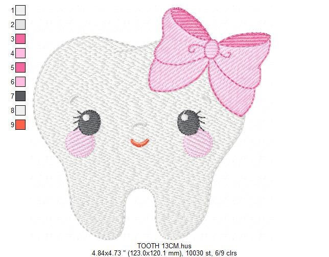 Tooth embroidery designs - Dentist embroidery design machine embroidery pattern - Teeth embroidery file - Dental embroidery instant download