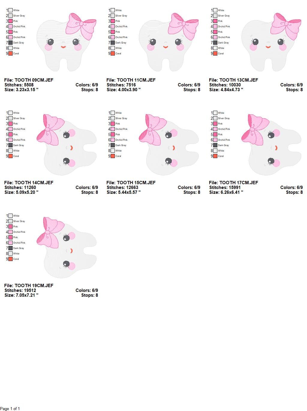 Tooth embroidery designs - Dentist embroidery design machine embroidery pattern - Teeth embroidery file - Dental embroidery instant download
