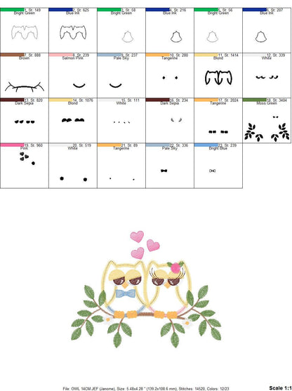 Owl embroidery design - Owl in love embroidery design machine embroidery pattern - Owl Family couple embroidery file - bird embroidery pes Marcia Embroidery