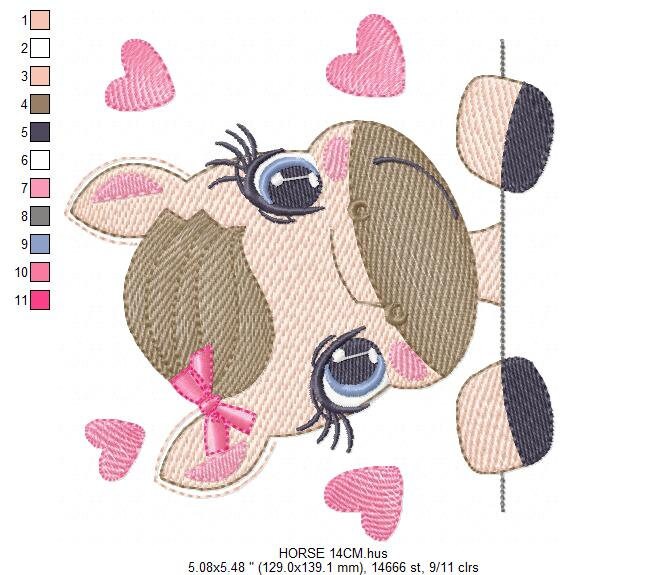 Female Horse embroidery design - Farm animals embroidery designs machine embroidery pattern - Peek a boo embroidery file - instant download Marcia Embroidery
