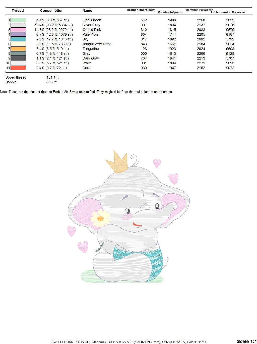 King Elephant embroidery designs - Animal embroidery design machine embroidery pattern - Baby girl embroidery file - elephant with crown pes Marcia Embroidery