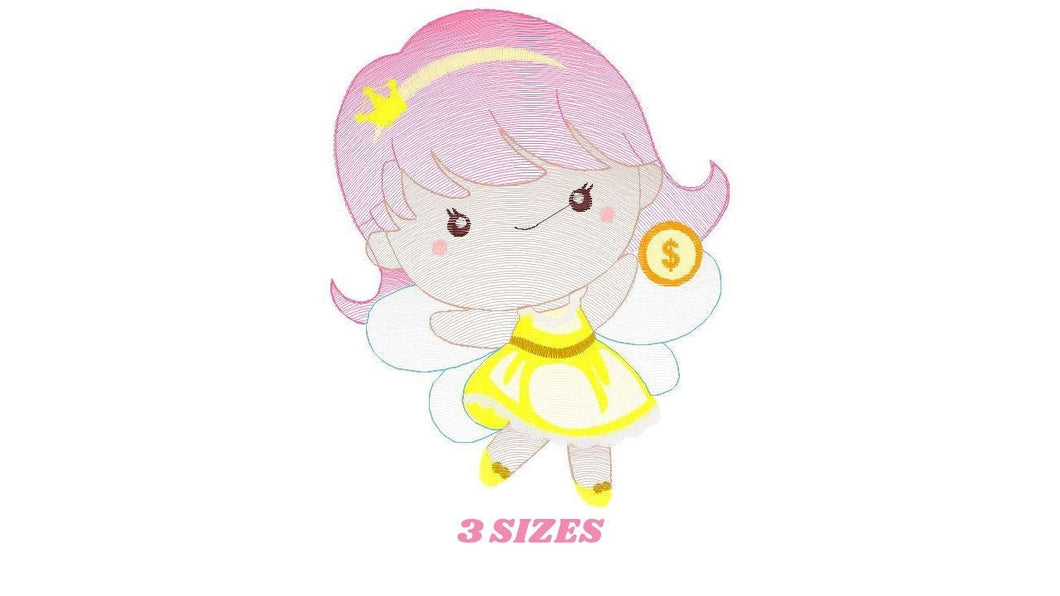 Tooth Fairy embroidery designs - Money Fairy embroidery design machine embroidery pattern - Baby girl embroidery file - instant digital pes