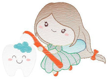 Load image into Gallery viewer, Tooth Fairy embroidery designs - Fairy embroidery design machine embroidery pattern - Fairy with tooth design - Baby girl embroidery file
