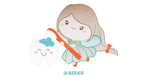 Tooth Fairy embroidery designs - Fairy embroidery design machine embroidery pattern - Fairy with tooth design - Baby girl embroidery file