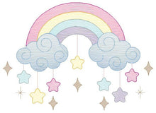 Charger l&#39;image dans la galerie, Rainbow embroidery design - Sky embroidery designs machine embroidery pattern - Baby girls embroidery file - Rainbow rippled star clouds pes
