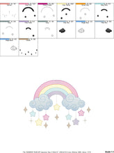 Cargar imagen en el visor de la galería, Rainbow embroidery design - Sky embroidery designs machine embroidery pattern - Baby girls embroidery file - Rainbow rippled star clouds pes
