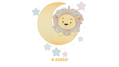 Lion embroidery designs - Safari embroidery design machine embroidery pattern - Baby boy embroidery file - Moon embroidery download pes jef