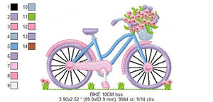 Bike embroidery designs - Bicycle embroidery design machine embroidery pattern - baby  girl embroidery file - Delicate Bike with flowers jef