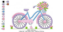 Cargar imagen en el visor de la galería, Bike embroidery designs - Bicycle embroidery design machine embroidery pattern - baby  girl embroidery file - Delicate Bike with flowers jef
