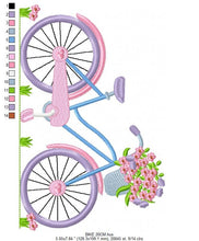 Carica l&#39;immagine nel visualizzatore di Gallery, Bike embroidery designs - Bicycle embroidery design machine embroidery pattern - baby  girl embroidery file - Delicate Bike with flowers jef
