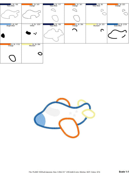 Plane embroidery designs - Airplane with flag machine pattern - Baby boy file - Plane applique with flag - Instant digital download pes jef