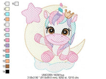 Cargar imagen en el visor de la galería, Unicorn embroidery designs - Baby Girl embroidery design machine embroidery pattern - Fantasy embroidery - newborn layette rainbow design
