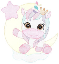 Load image into Gallery viewer, Unicorn embroidery designs - Baby Girl embroidery design machine embroidery pattern - Fantasy embroidery - newborn layette rainbow design
