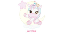 Cargar imagen en el visor de la galería, Unicorn embroidery designs - Baby Girl embroidery design machine embroidery pattern - Fantasy embroidery - newborn layette rainbow design
