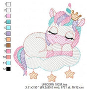Laden Sie das Bild in den Galerie-Viewer, Unicorn embroidery designs - Baby Girl embroidery design machine embroidery pattern - Fantasy embroidery - newborn layette unicorn design
