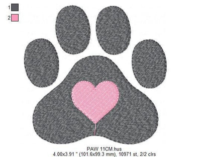 Dog Paw embroidery designs - Dogs embroidery design machine embroidery pattern - pet embroidery file - Dog Love Paw Heart embroidery file