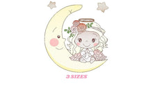 Laden Sie das Bild in den Galerie-Viewer, Angel embroidery designs - Girl in the moon embroidery design machine embroidery pattern - Angel with moon embroidery file pes download
