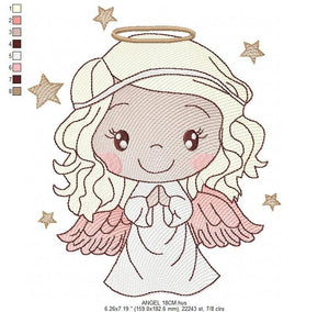 Angel embroidery designs - Baby girl embroidery design machine embroidery pattern - Girl with wings embroidery file - instant download pes