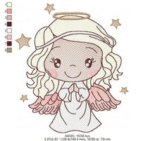 Load image into Gallery viewer, Angel embroidery designs - Baby girl embroidery design machine embroidery pattern - Girl with wings embroidery file - instant download pes
