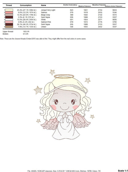 Angel embroidery designs - Baby girl embroidery design machine embroidery pattern - Girl with wings embroidery file - instant download pes