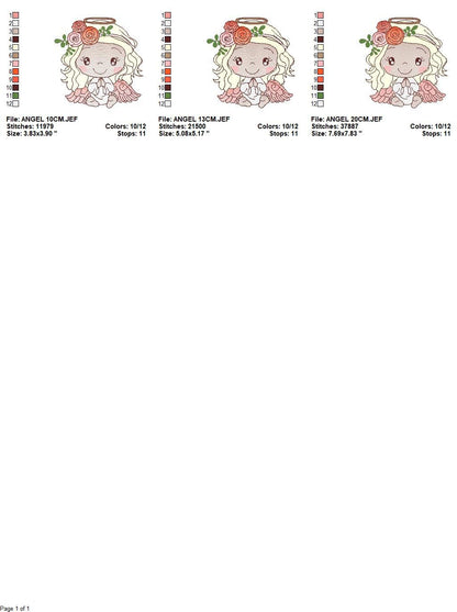 Angel embroidery designs - Baby girl embroidery design machine embroidery pattern - Girl with wings embroidery file - instant download pes