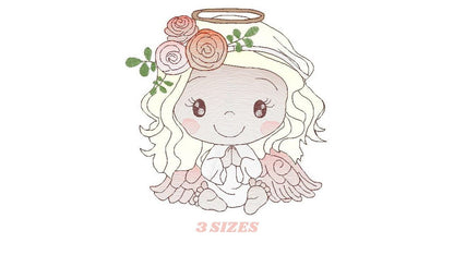 Angel embroidery designs - Baby girl embroidery design machine embroidery pattern - Girl with wings embroidery file - instant download pes