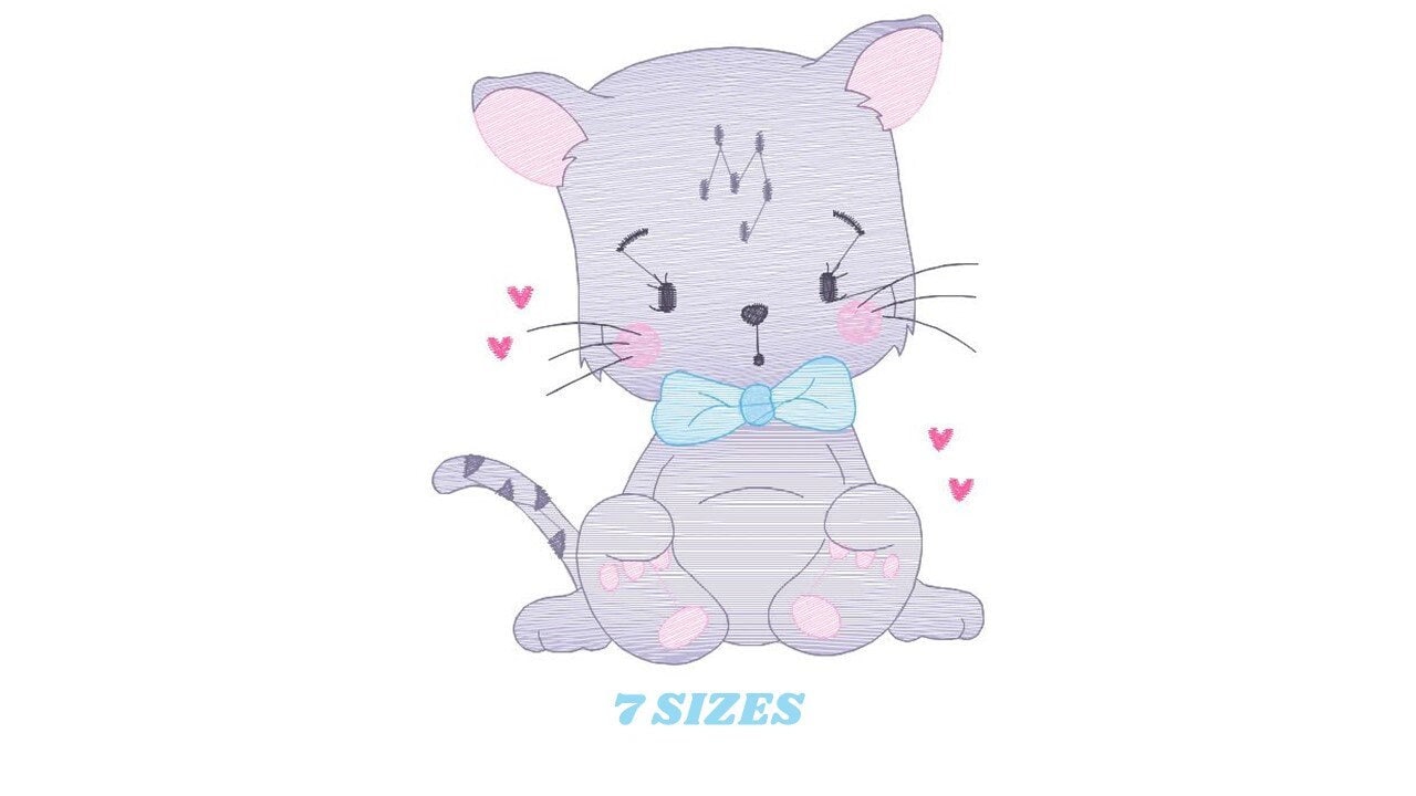 Cat embroidery design - Kitty embroidery designs machine embroidery pattern - Pet embroidery file - Baby girl embroidery Kitchen cloth Apron Marcia Embroidery