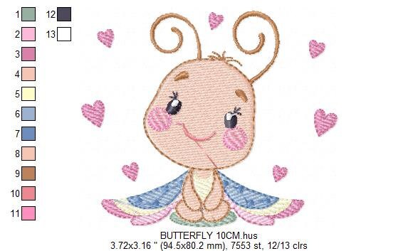 Butterfly embroidery design - Dragon fly embroidery designs machine embroidery pattern - Butterfly with hearts embroidery download digital Marcia Embroidery