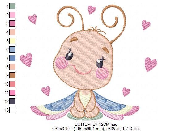 Butterfly embroidery design - Dragon fly embroidery designs machine embroidery pattern - Butterfly with hearts embroidery download digital Marcia Embroidery
