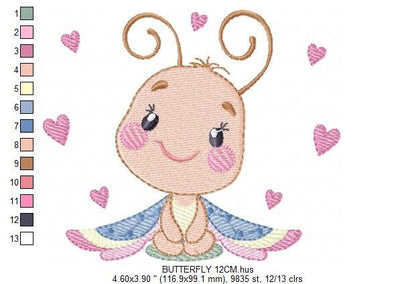 Butterfly embroidery design - Dragon fly embroidery designs machine embroidery pattern - Butterfly with hearts embroidery download digital Marcia Embroidery