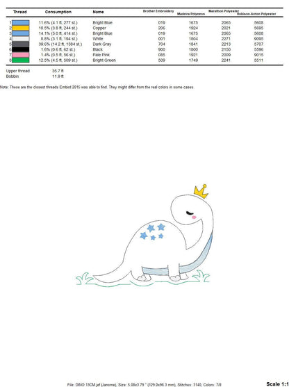 Dinosaur embroidery designs - Dino embroidery design machine embroidery pattern - instant download - Baby boy embroidery file brontosaurus Marcia Embroidery