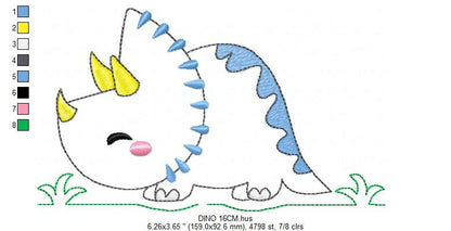 Dinosaur embroidery designs - Dino embroidery design machine embroidery pattern - instant download - Triceratops embroidery file pes jef hus