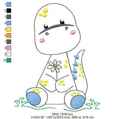 Dinosaur embroidery designs - Dino embroidery design machine embroidery pattern - instant download - Baby boy embroidery file brontosaurus Marcia Embroidery