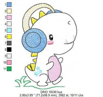 Dinosaur embroidery designs - Dino embroidery design machine embroidery pattern - instant download - Tyrannosaurus embroidery file T rex Marcia Embroidery
