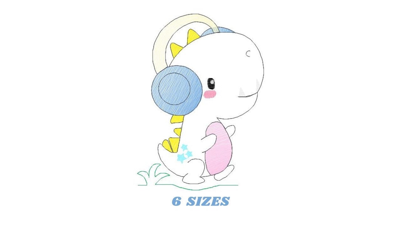 Dinosaur embroidery designs - Dino embroidery design machine embroidery pattern - instant download - Tyrannosaurus embroidery file T rex Marcia Embroidery