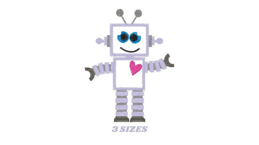 Robot embroidery designs - Happy IA Cyborg machine embroidery pattern - Baby boy file - Robot applique design - Instant digital download pes Marcia Embroidery