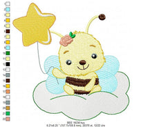 Charger l&#39;image dans la galerie, Bee embroidery design - Bees embroidery designs machine embroidery pattern - baby girl embroidery file - honey bee design instant download
