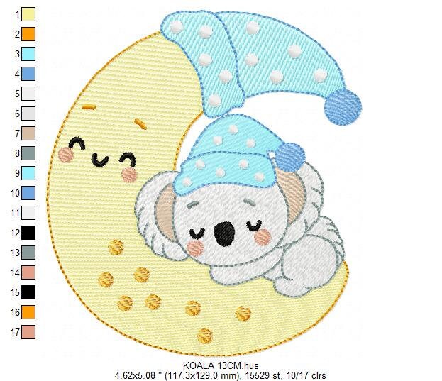 Koala embroidery design - Baby boy embroidery designs machine embroidery pattern - Moon embroidery file - blanket pillow towel download pes - Marcia Embroidery