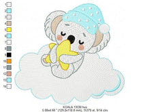 Laden Sie das Bild in den Galerie-Viewer, Koala embroidery design - Sleeping bear embroidery designs machine embroidery pattern - Boy embroidery file - blanket pillow towel download
