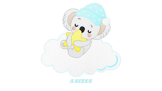 Koala embroidery design - Sleeping bear embroidery designs machine embroidery pattern - Boy embroidery file - blanket pillow towel download Marcia Embroidery